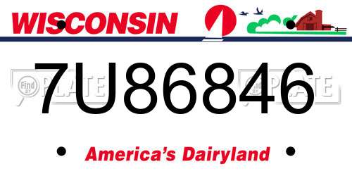 7U86846 Wisconsin License Plate