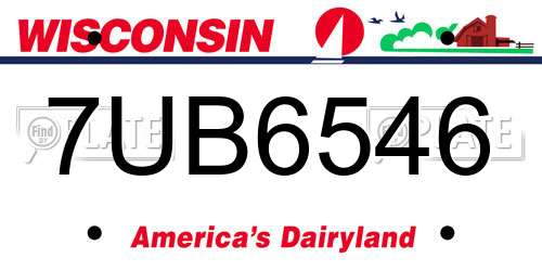 7UB6546 Wisconsin License Plate