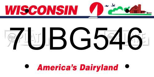 7UBG546 Wisconsin License Plate