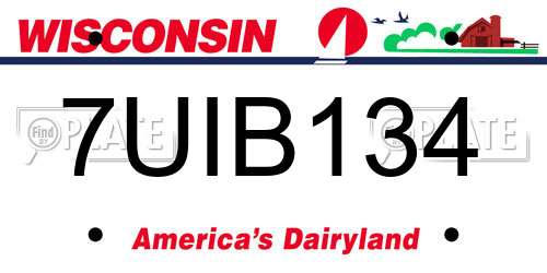 7UIB134 Wisconsin License Plate
