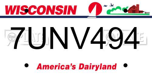7UNV494 Wisconsin License Plate