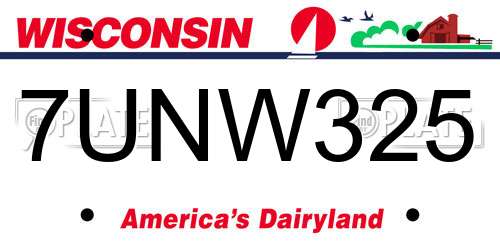 7UNW325 Wisconsin License Plate