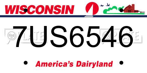 7US6546 Wisconsin License Plate