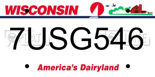 7USG546 Wisconsin License Plate