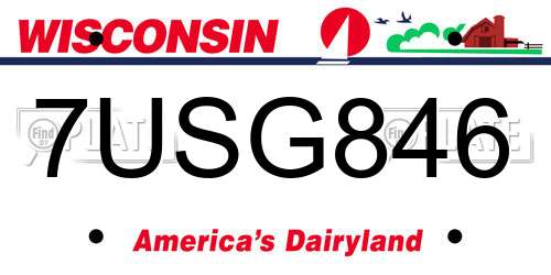 7USG846 Wisconsin License Plate
