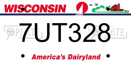 7UT328 Wisconsin License Plate