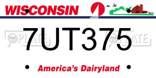 7UT375 Wisconsin License Plate