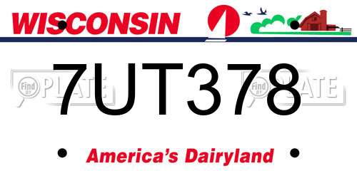 7UT378 Wisconsin License Plate