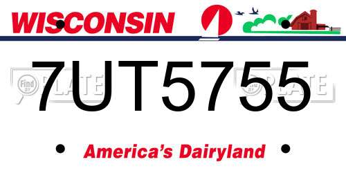 7UT5755 Wisconsin License Plate
