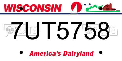 7UT5758 Wisconsin License Plate