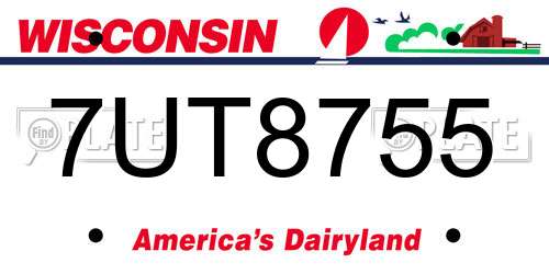 7UT8755 Wisconsin License Plate