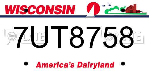 7UT8758 Wisconsin License Plate