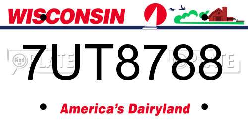 7UT8788 Wisconsin License Plate