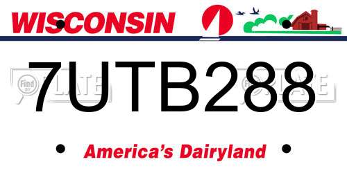7UTB288 Wisconsin License Plate