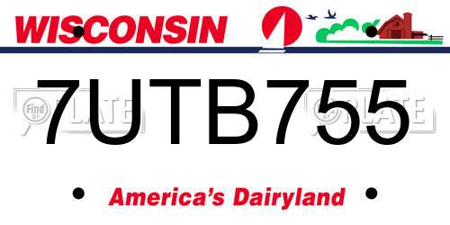 7UTB755 Wisconsin License Plate