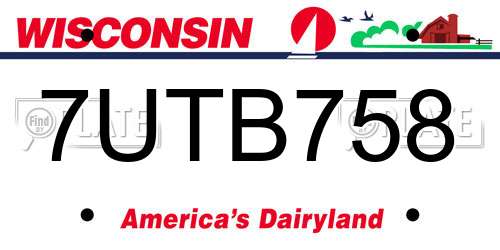 7UTB758 Wisconsin License Plate