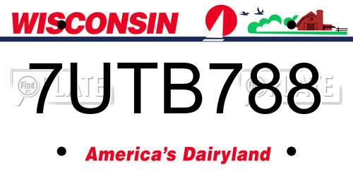 7UTB788 Wisconsin License Plate
