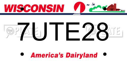 7UTE28 Wisconsin License Plate