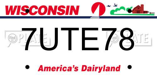 7UTE78 Wisconsin License Plate