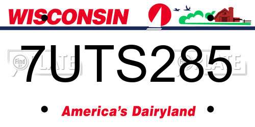 7UTS285 Wisconsin License Plate