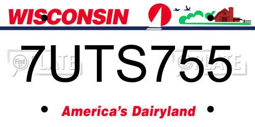 7UTS755 Wisconsin License Plate