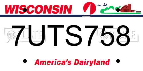 7UTS758 Wisconsin License Plate
