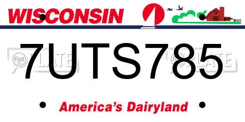 7UTS785 Wisconsin License Plate