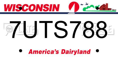 7UTS788 Wisconsin License Plate