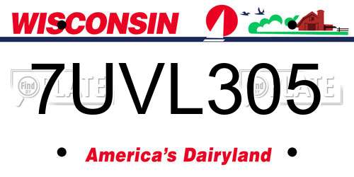 7UVL305 Wisconsin License Plate