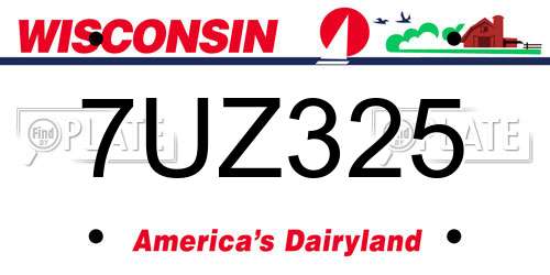 7UZ325 Wisconsin License Plate