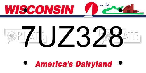 7UZ328 Wisconsin License Plate