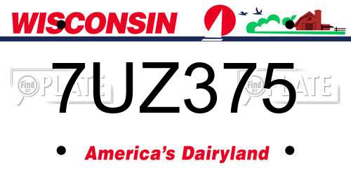 7UZ375 Wisconsin License Plate