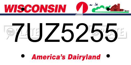 7UZ5255 Wisconsin License Plate