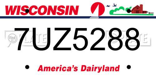 7UZ5288 Wisconsin License Plate