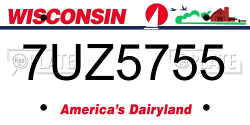 7UZ5755 Wisconsin License Plate