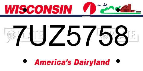 7UZ5758 Wisconsin License Plate