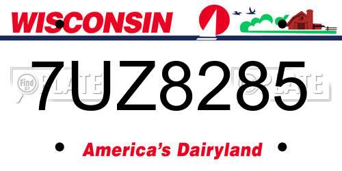 7UZ8285 Wisconsin License Plate