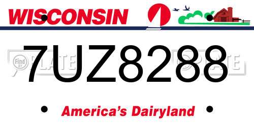 7UZ8288 Wisconsin License Plate