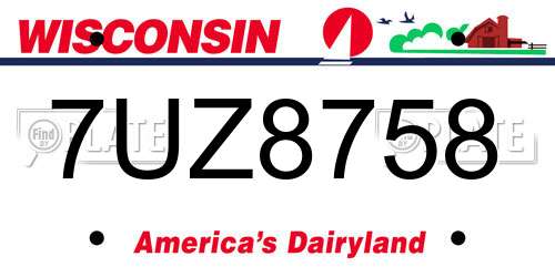 7UZ8758 Wisconsin License Plate