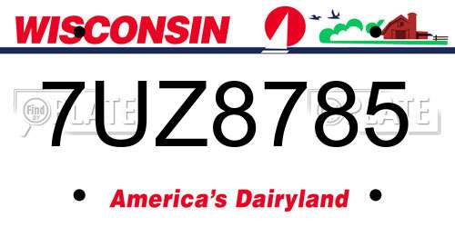 7UZ8785 Wisconsin License Plate