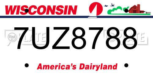 7UZ8788 Wisconsin License Plate