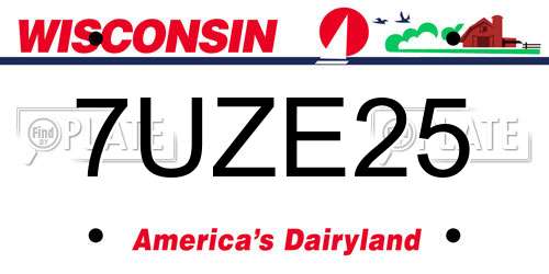 7UZE25 Wisconsin License Plate