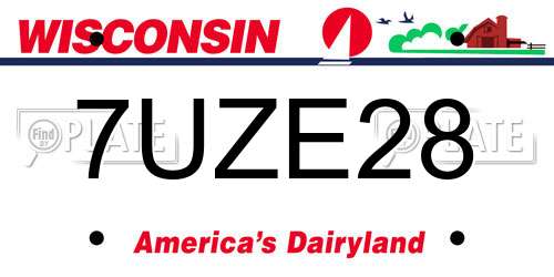 7UZE28 Wisconsin License Plate