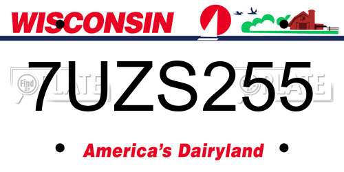 7UZS255 Wisconsin License Plate