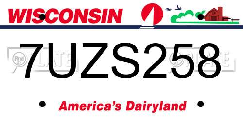 7UZS258 Wisconsin License Plate