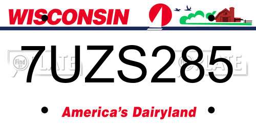 7UZS285 Wisconsin License Plate