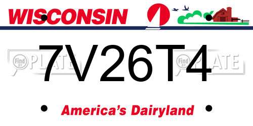 7V26T4 Wisconsin License Plate