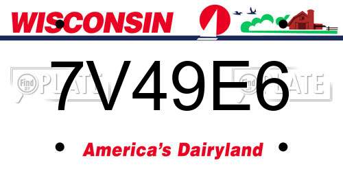 7V49E6 Wisconsin License Plate