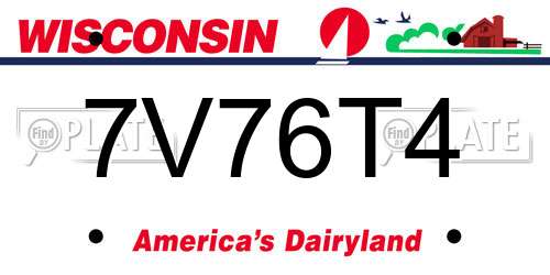 7V76T4 Wisconsin License Plate
