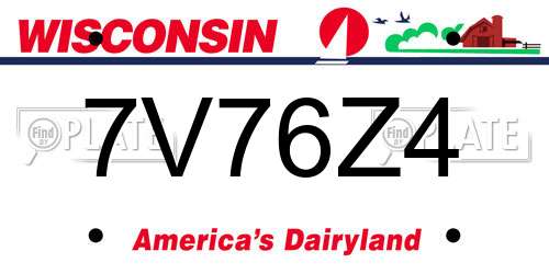 7V76Z4 Wisconsin License Plate